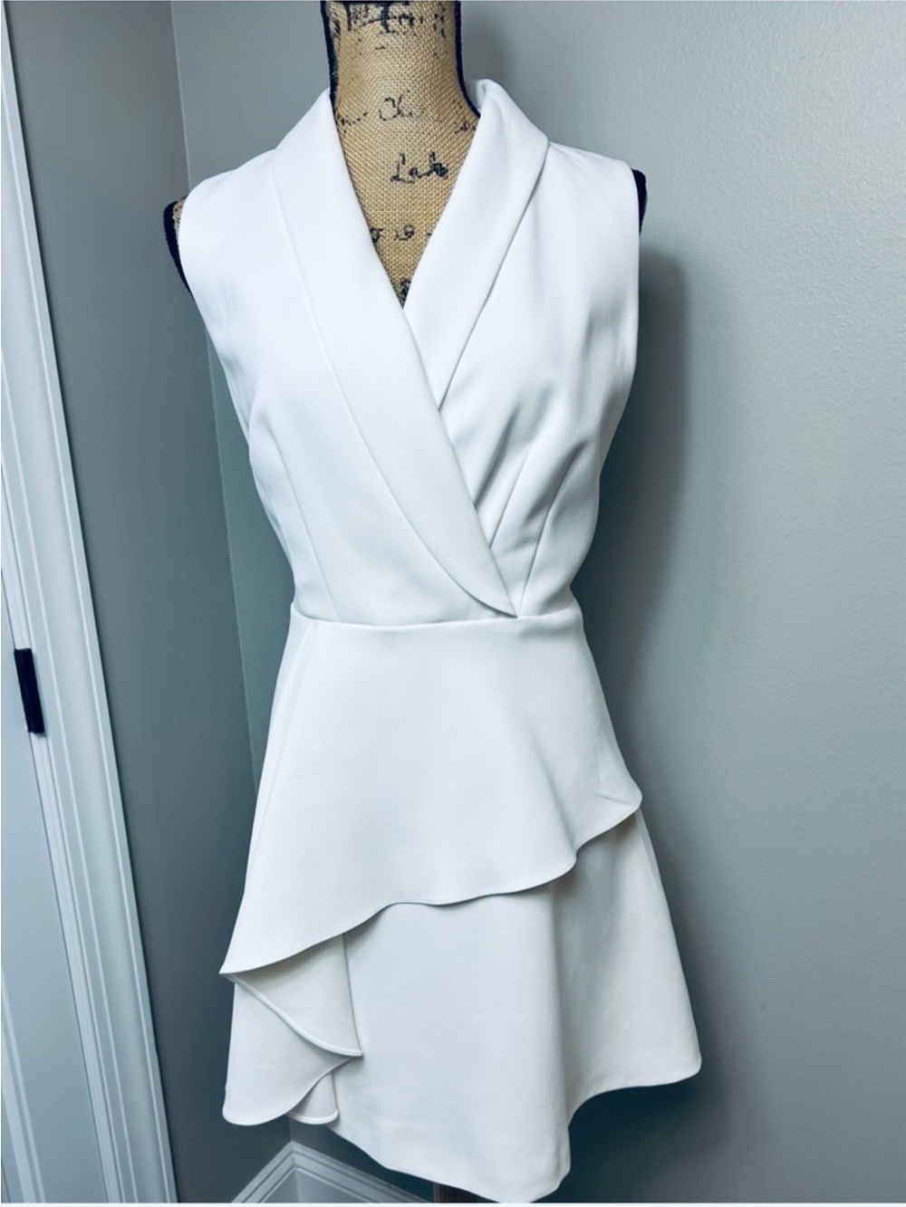 Ted Baker London White Sleeveless Ruffle Wrap Dress